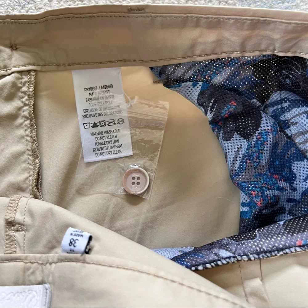 ROBERT GRAHAM KHAKI LIGHTWEIGHT HYBRID SHORTS SIZE 38 NWT